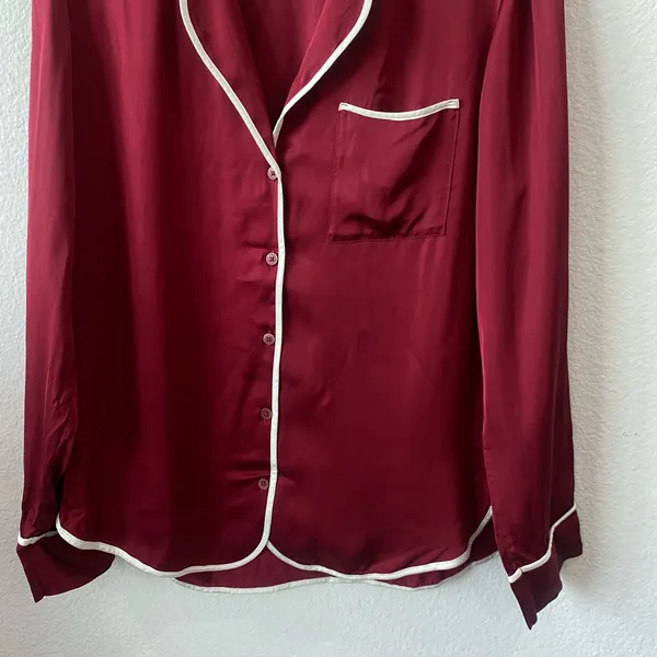 NWT Aerie Off-Duty Satin Piping Shirt - Image 4