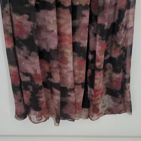 Adrianna Papell Womens Floral Chiffon Draped Gown Dress Size 8 Flowy Maxi V Neck - Image 10
