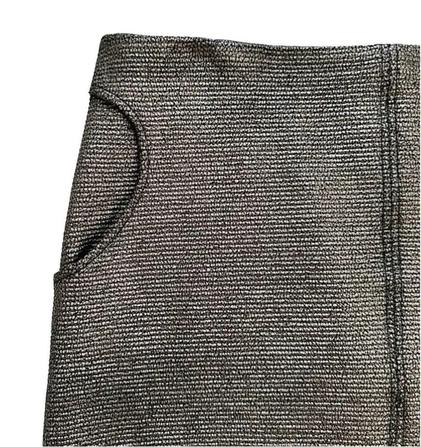 Diane Von Furstenberg Skirt Katinko Silver Metallic A-Line Skirt Size 10 - Image 5