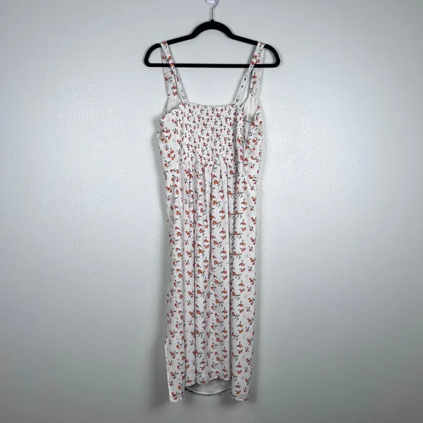 Abercrombie & Fitch Cinch Front Midi Dress Peach Print Sz L - Image 8