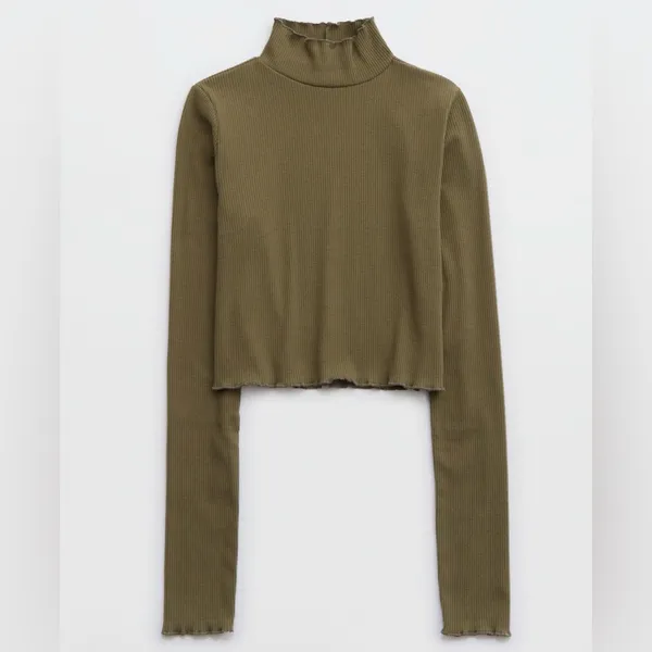 NWT Aerie Long Sleeve Cropped Mock Neck T-Shirt - Image 5
