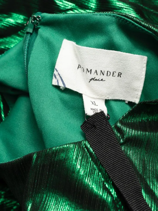 Pomander Place - Emerald Crinkle Lurex Lillith Maxi Dress - Image 4