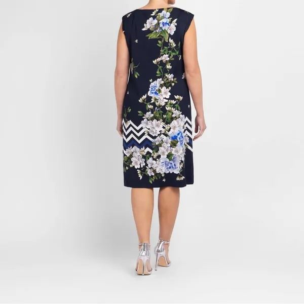 NEW Piero Moretti Navy Blossom Shift Dress Autumn Wedding Guest‎ Dress Plus Size - Image 2