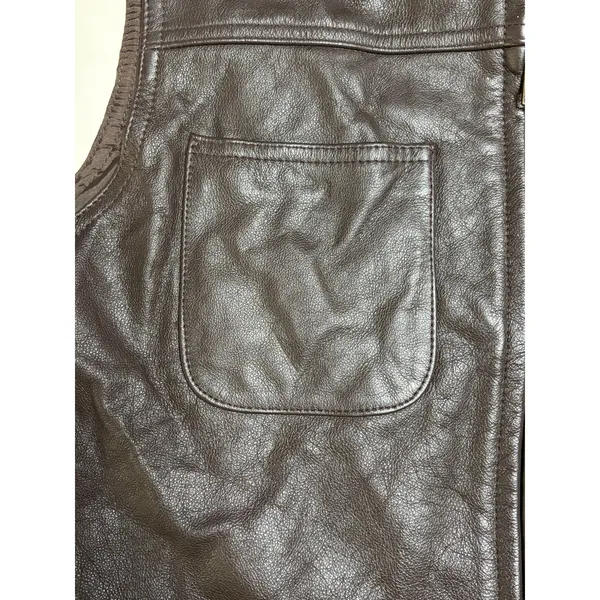 VTG My Clothes Chocolate Leather Biker Vest size Medium - Image 5