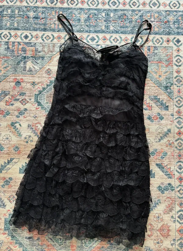 White Fox Black Mini Dress - Image 3