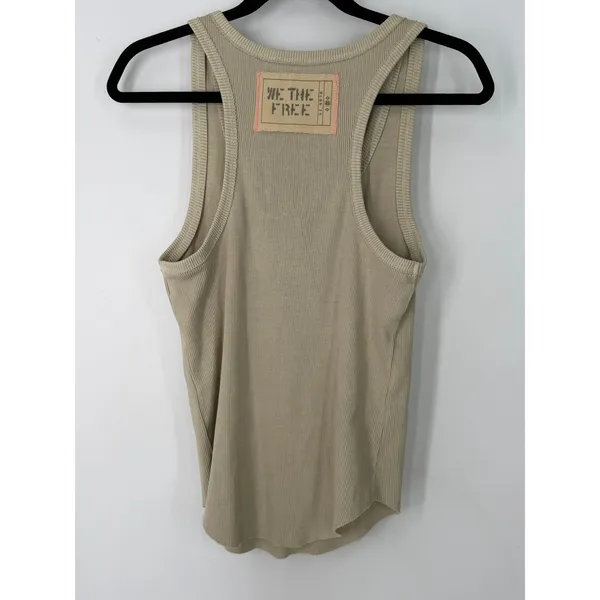 Free People L tank top Great Expectations ribbed knit embroidered cross stich - Image 4
