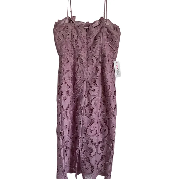 REVOLVE Bardot Lina Lace Sheath Dress NWT Size 8 Rose Pink Midi - Image 6