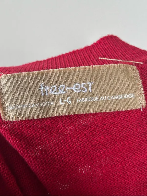 Free People Free-est Isabella Linen Blend Sweater in Deep Cherry Size Large Boho - Image 4