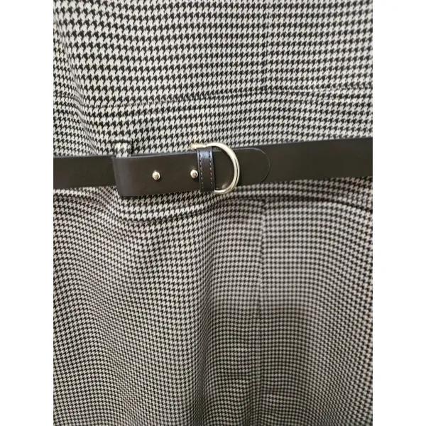 Ralph Lauren Black Label Womens XL Tan Knit Houndstooth Work Shift Dress - Image 4