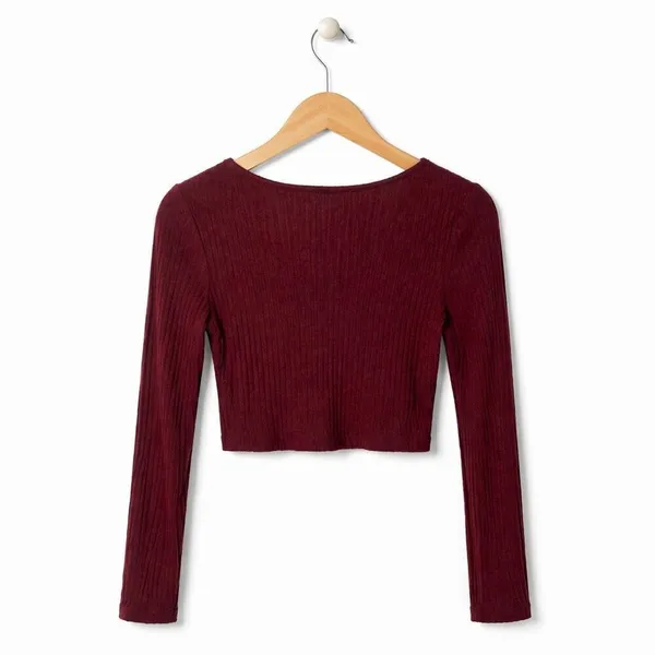 SHEIN Burgundy Ribbed Crop Top & Leggings Set | Size S | NWOT - Image 2