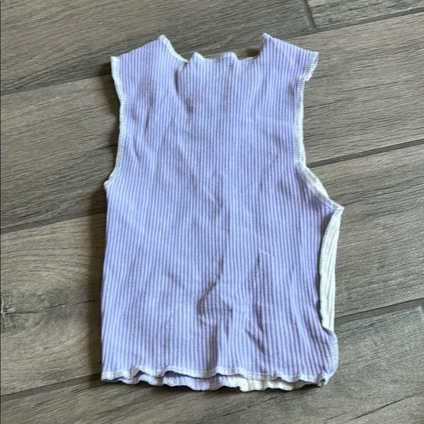 Vintage White and Purple Ribbed Muscle Tee - Image 4