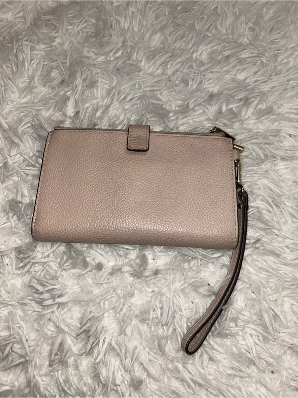 Michael Kors pebbled leather wristlet wallet pinkish tan with gold-tone hardware - Image 2