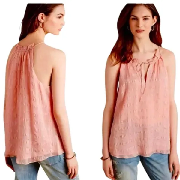 HD in Paris tender texture silk halter neck blouse Pastel Pink Size 0 - Image 2
