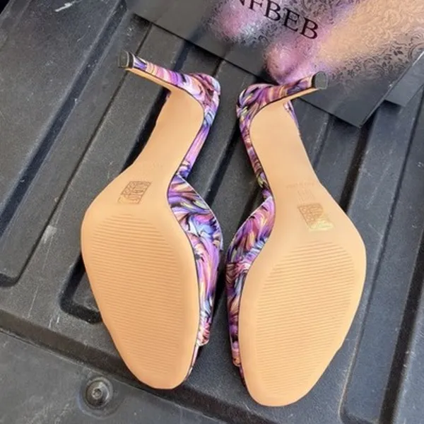 Women's Stiletto High Heels Peep Toe Mule 3.9” Heels Purple Swirl Women’s 11 - Image 4