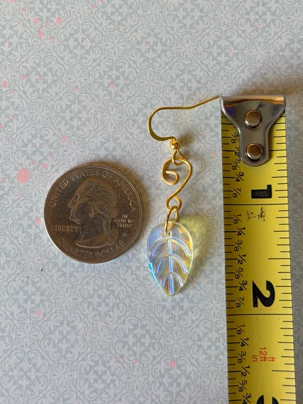 Handmade retro fairy funky style swirl & leaf unique dangle earrings⭐️🌙💕 - Image 5