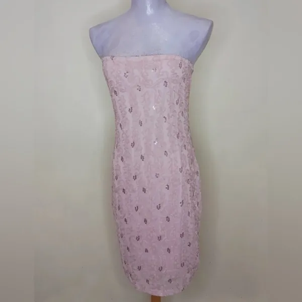 Forever 21 Strapless Sequin‎ Lace Bodycon Dress XL - Image 3