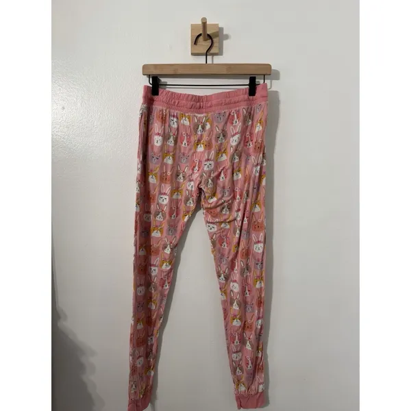 Little Sleepies Pink Boho Bunnies Womens Pajama Jogger Pants Sz Sm Easter Floral - Image 7