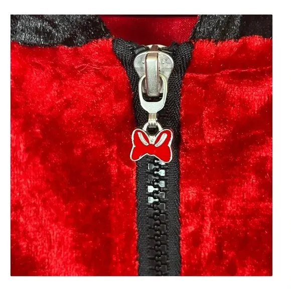Disney Minnie Mouse Costume Hoodie Adult Small Red Polka‎ Dot 3D Ears Bow Zip Up - Image 5
