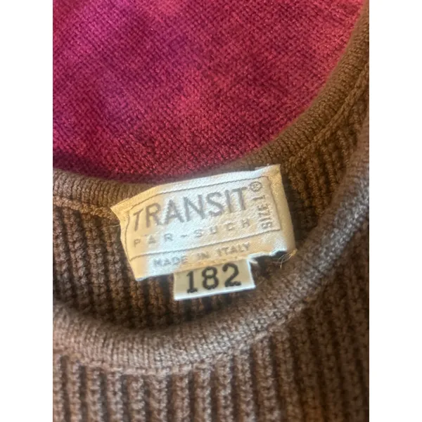 TRANSIT PAR SUCH Taupe Midi Sweater Slip Dress Size 1 MINIMALIST Comfy Cozy S - Image 3