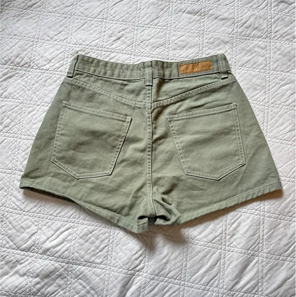 Cotton On Green Denim High Rise Mom Shorts - Image 5