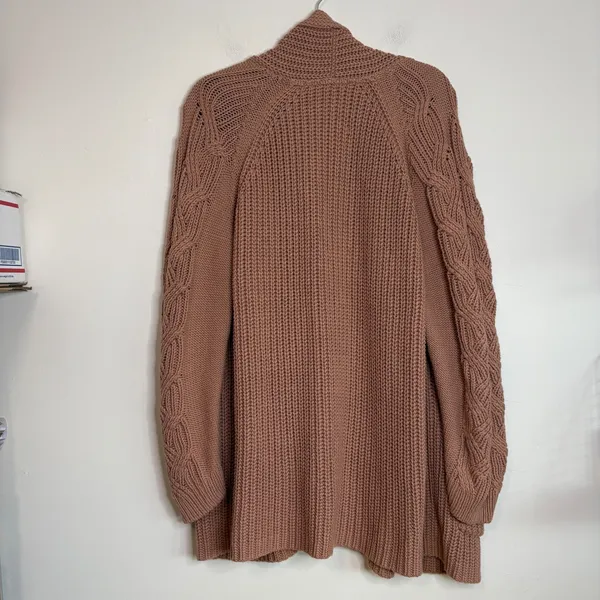 Haven Well Within Terracotta Rose Cable Knit Open‎ Front Cardigan Sweater XL - Image 6