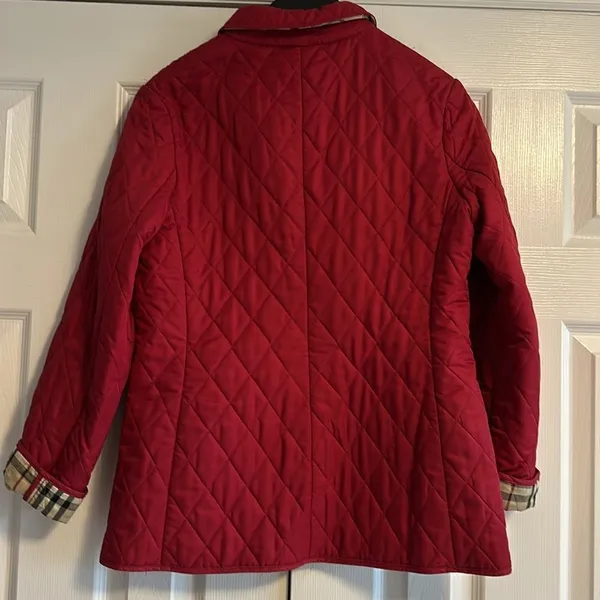 BURBERRY LONDON Women’s Red Diamond Quilted Jacket Size S - Image 5