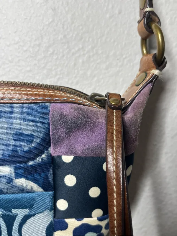 Vintage Coach Denim Sig Patchwork Floral Embroidered Crossbody Purse Bag 10819 - Image 7