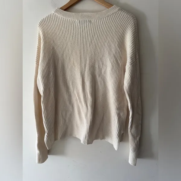 Madewell Bright‎ Ivory Knit Patch Pocket Pullover Sweater J8782 - Image 6