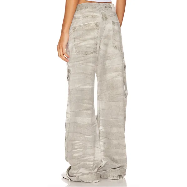 GRLFRND Camo Cargo Jean Grey SIZE 32 Camoflage Slouchy Low Rise Baggy $295 NEW - Image 3