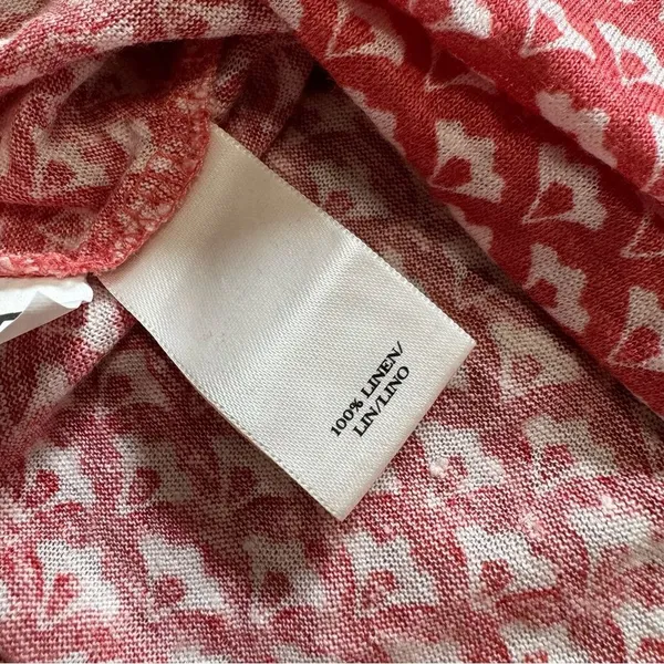 Ann Taylor red and white 100% linen floral motif short sleeve tee, size XS - Image 5