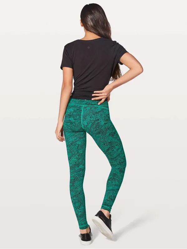 Lululemon Wunder Under High Rise Leggings Tights 28” Viridian Green Black Sz 6 - Image 3