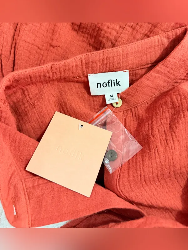 Noflik NWT 100% Cotton Relaxed Oversized Half Button-Up Tunic Top Size M - Image 10