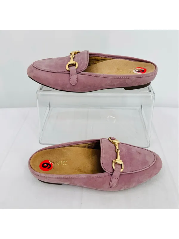 Vionic Lavender Adeline Loafers Slip On Genuine Suede Gold Bit Detail Flats Sz 6 - Image 2