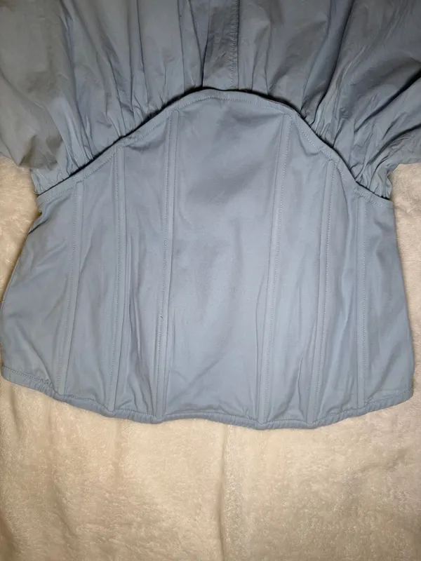 BABY PINK Declan Corset Babydoll Strapless Mini Dress Lt Blue L - Image 3