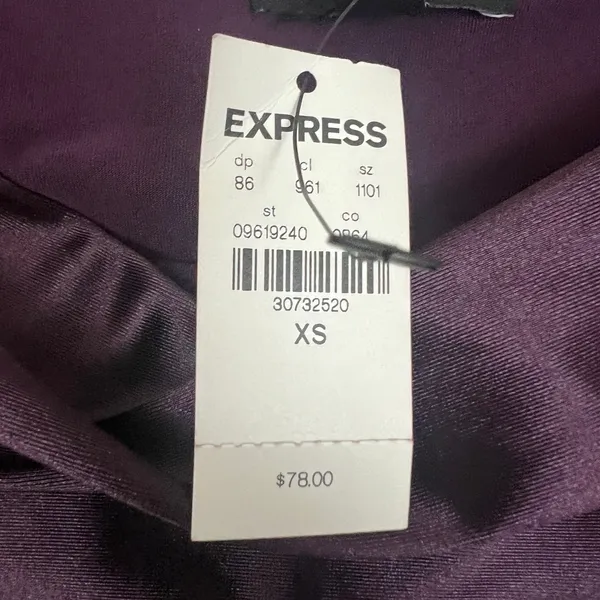 NWT Express Purple Satin Draped Off The Shoulder Long Sleeve Top Blouse Size XS - Image 5