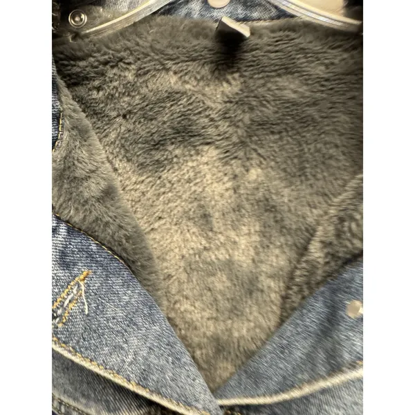 BEI BEI Women's XL Denim Truck Jacket Faux Fur Lining‎ Detach Collar NWOT - Image 6