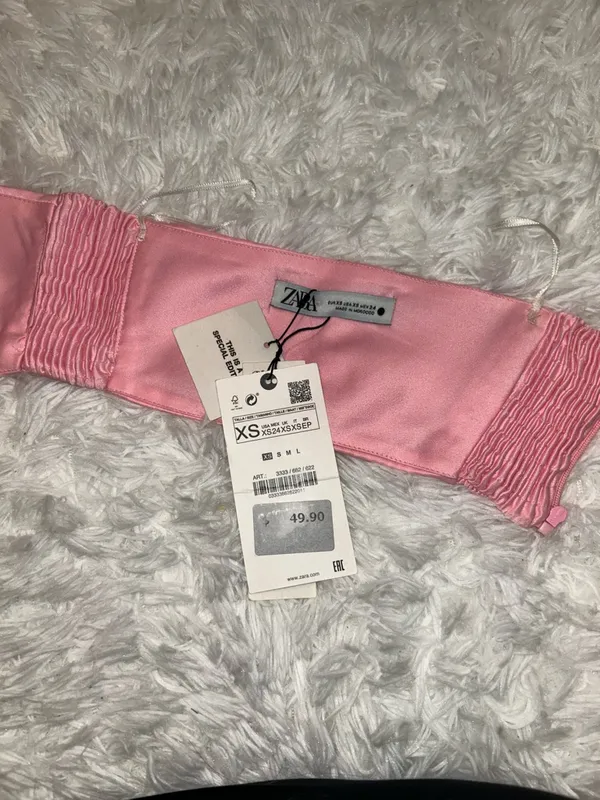 Zara NWT Cropped Bandeau Top Pink Size XS Limited Edition Bloggers Fav - Image 6