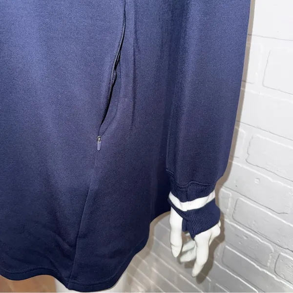 Offline by Aerie ChillUp Navy V-Neck Athleisure Dress with White Trim - Image 6