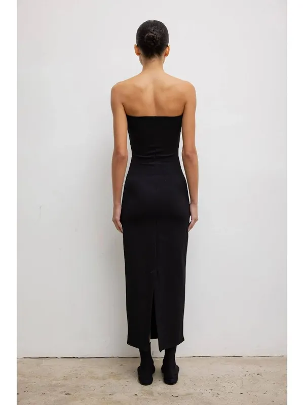 LESET Rio Bandeau Dress in Black Medium New Womens Column Maxi Gown - Image 12