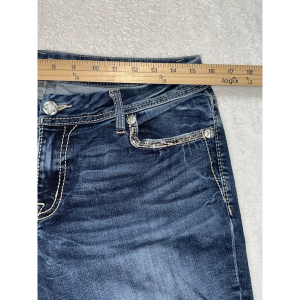 Miss Me Womens Skinny Jeans Medium Wash Embroidered Mid Rise Sz 31 - Image 6