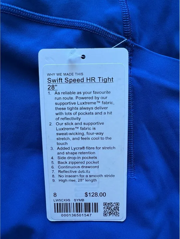 Lululemon Swift Speed With Pockets High Rise 28” Symphony Blue Size 8 NWT - Image 4