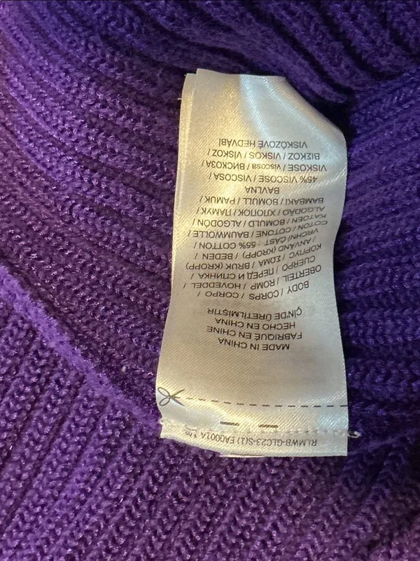 Lauren Ralph Lauren Deep Purple Cable V-Neck Sweater - Image 4