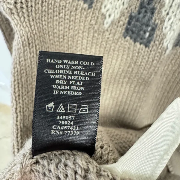 Ann Taylor Fair Isle Wool Mohair Blend Sweater Camel Grey White Small‎ - Image 10
