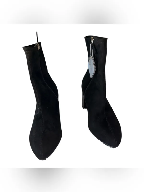 NWT Aerosoles Heeled Ankle Boots -Baylor Black Suede Leather SZ-10W - Image 3