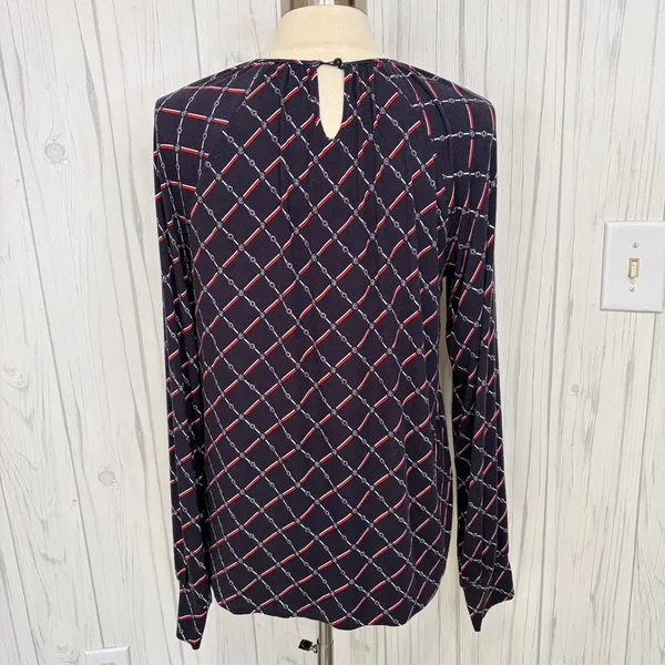 LAUREN RALPH LAUREN Jaralda Logo Chain Link Print‎ Long-Sleeve Blouse, Large - Image 7