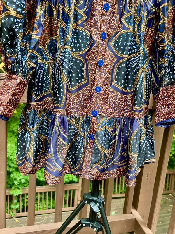 NWOT FARM Rio Floral Paisley Ruffles Mini Dress Glam Boho Long Sleeve Size S - Image 4