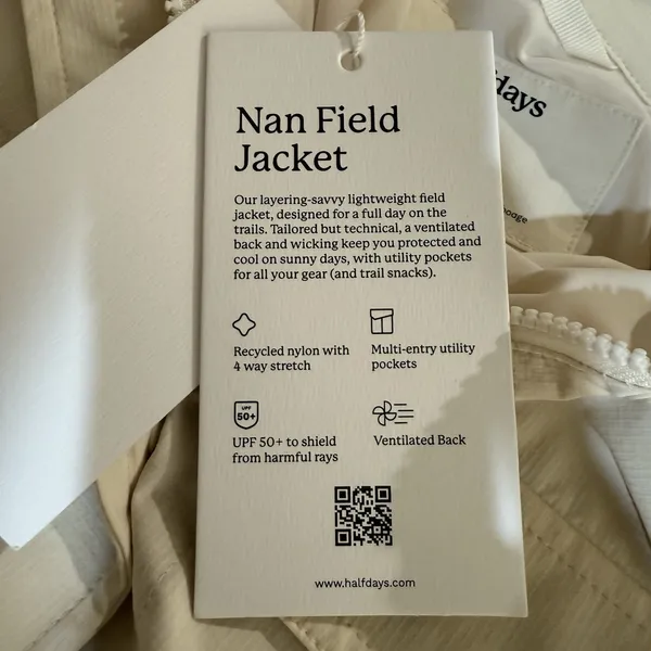 Halfdays Nan‎ Field Jacket Womens Small Oatmilk Beige Cargo Hiking Coat Full Zip - Image 5