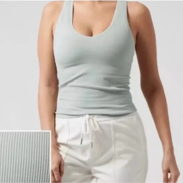Athleta Aurora Ribbed Tank Top Womens size small coast Gray V-Neck Camisole Yoga - Image 11