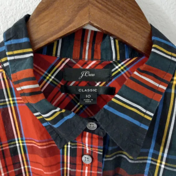 J.Crew Classic 10/M Blackwatch and Stewart Plais Long Sleeved Button Front Top - Image 6