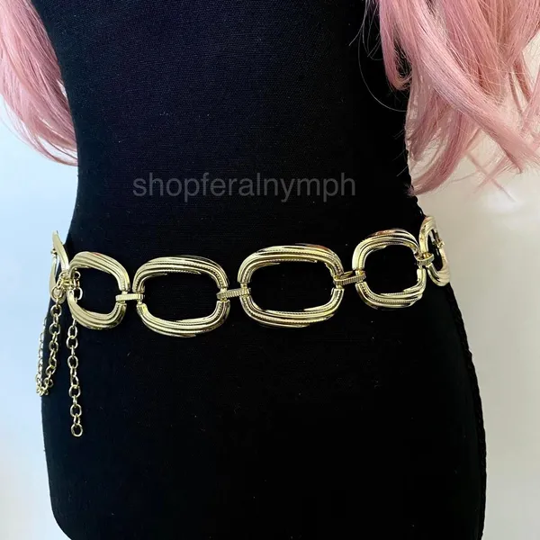 Gold Y2K Chunky Textured Oval Link Waist Chain Belt, Fits 20-40 Inches, X7GA1407 - Image 5